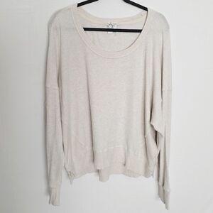 Offline By Aerie Cream Waffle Knit Long Sleeves Cotton Blend Pullover Sweater XL